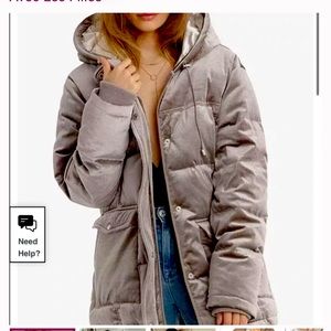 Avec Les Filles Women's Velvet Oversized Down Puffer Coat Size M